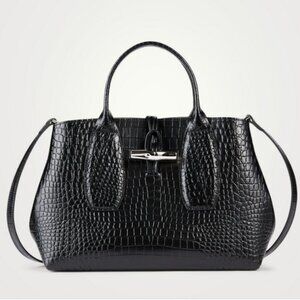 Authentic Longchamp Rosseau Mini Leather Croc Embossed